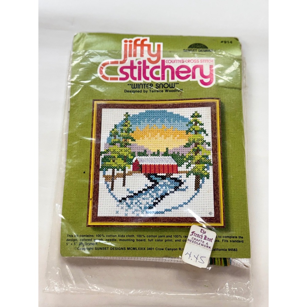 Vintage Jiffy Stitchery Winter Snow Counted Cross Stitch Kit 914